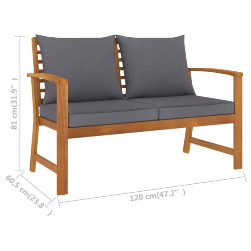 3-Piece Garden Lounge Set with Cushion Acacia Wood Timber Outdoor Patio Furniture - Image 8
