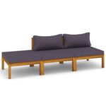 3-Piece Garden Lounge Set with Cushion Acacia Wood Timber Outdoor Patio Furniture