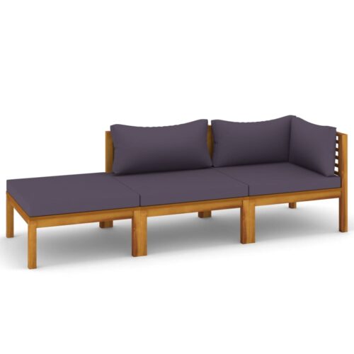 3-Piece Garden Lounge Set with Cushion Acacia Wood Timber Outdoor Patio Furniture