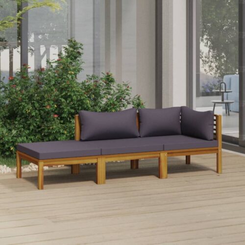 3-Piece Garden Lounge Set with Cushion Acacia Wood Timber Outdoor Patio Furniture - Image 2