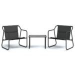 3-Piece Garden Lounge Set with Cushions Anthracite Steel