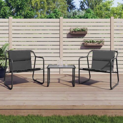3-Piece Garden Lounge Set with Cushions Anthracite Steel - Image 2