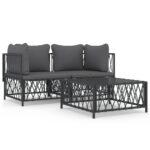 3-Piece Outdoor Sofa Set with Cushions Garden Patio Lounge Chair Setting Steel