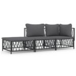 3-Piece Outdoor Sofa Set Garden Patio Lounge Chairs Cushions Furniture Setting