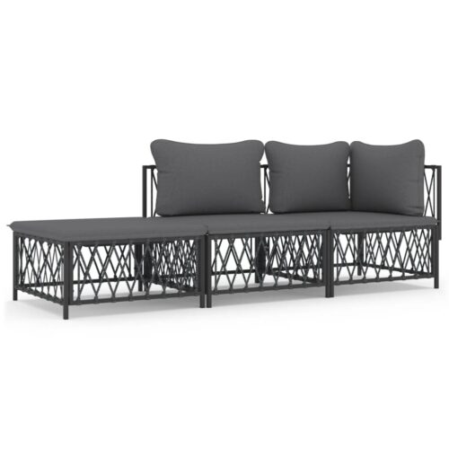 3-Piece Outdoor Sofa Set Garden Patio Lounge Chairs Cushions Furniture Setting