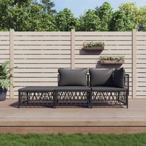 3-Piece Outdoor Sofa Set Garden Patio Lounge Chairs Cushions Furniture Setting - Image 2