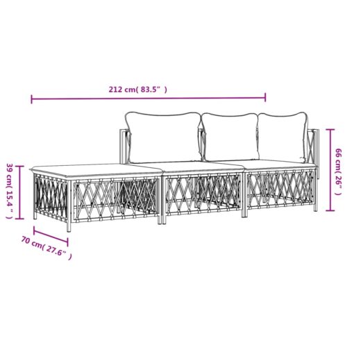 3-Piece Outdoor Sofa Set Garden Patio Lounge Chairs Cushions Furniture Setting - Image 9