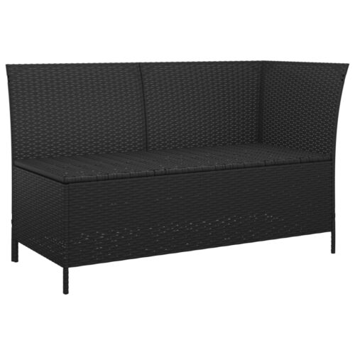 3-Piece Garden Lounge Set with Cushions Black Poly Rattan Wicker Outdoor Patio Furniture - Image 6