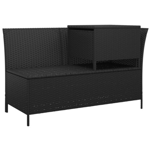 3-Piece Garden Lounge Set with Cushions Black Poly Rattan Wicker Outdoor Patio Furniture - Image 7