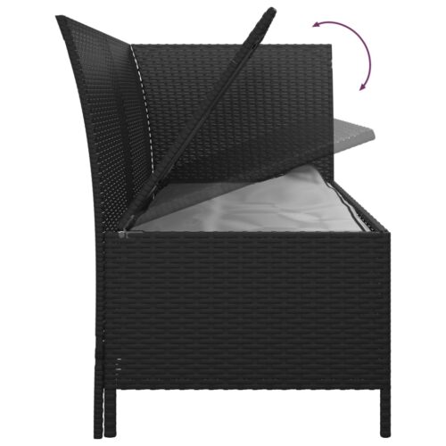 3-Piece Garden Lounge Set with Cushions Black Poly Rattan Wicker Outdoor Patio Furniture - Image 9