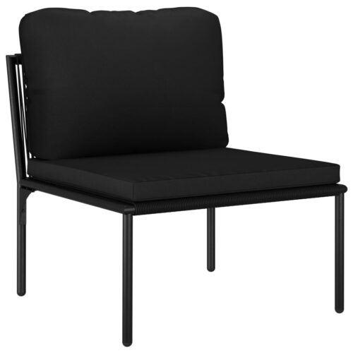 3-Piece Garden Lounge Set with Cushions Black PVC - Image 7