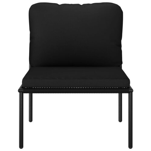3-Piece Garden Lounge Set with Cushions Black PVC - Image 8