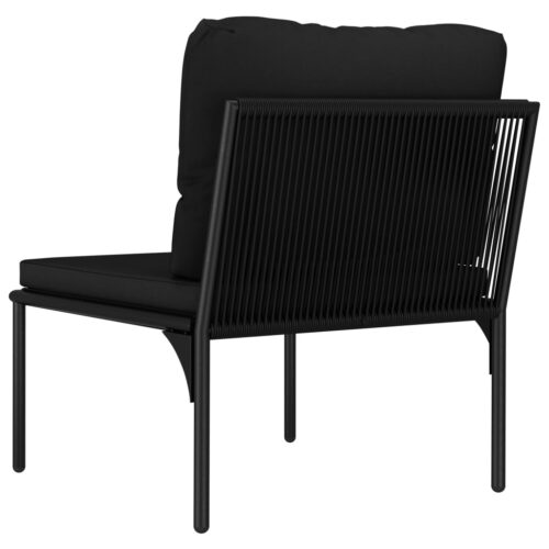 3-Piece Garden Lounge Set with Cushions Black PVC - Image 10