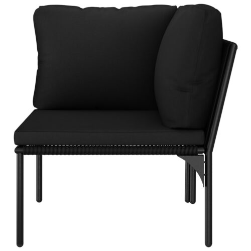 3-Piece Garden Lounge Set with Cushions Black PVC - Image 8