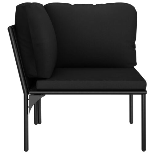 3-Piece Garden Lounge Set with Cushions Black PVC - Image 9