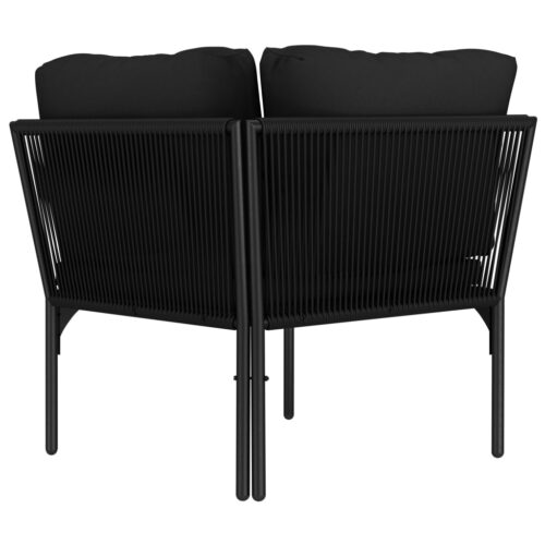 3-Piece Garden Lounge Set with Cushions Black PVC - Image 10