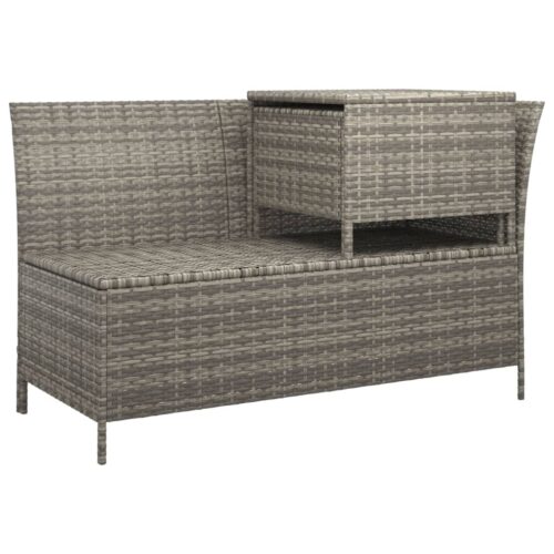 3-Piece Garden Lounge Set with Cushions Grey Poly Rattan Wicker Outdoor Patio Furniture - Image 7
