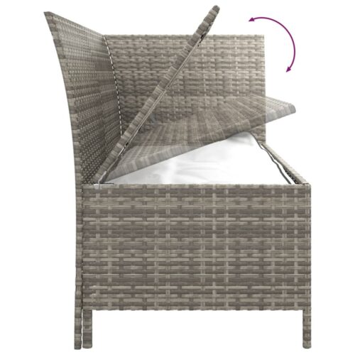3-Piece Garden Lounge Set with Cushions Grey Poly Rattan Wicker Outdoor Patio Furniture - Image 9