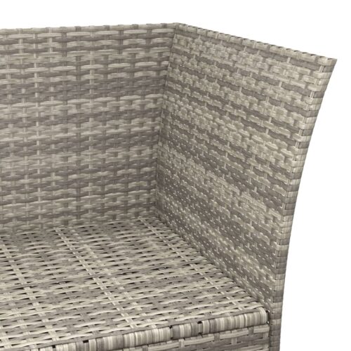 3-Piece Garden Lounge Set with Cushions Grey Poly Rattan Wicker Outdoor Patio Furniture - Image 10