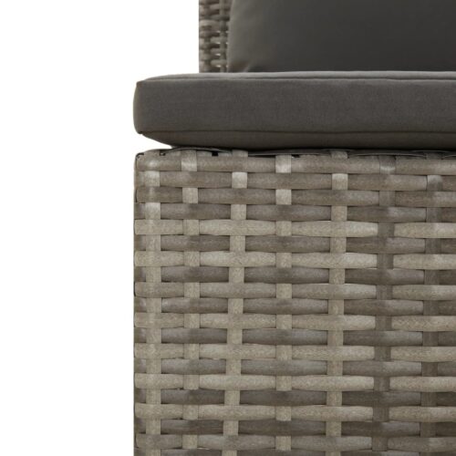 3-Piece Garden Lounge Set with Cushions Grey Poly Rattan Wicker Outdoor Patio Furniture - Image 7