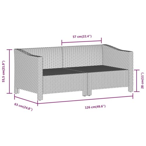 3-Piece Garden Lounge Set with Cushions Grey Poly Rattan Wicker Outdoor Patio Furniture - Image 8
