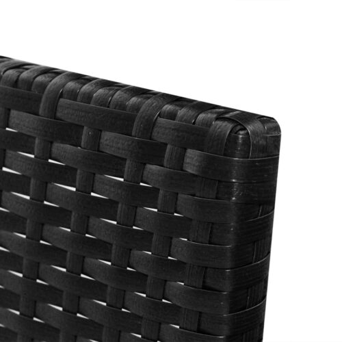 3-Piece Garden Lounge Set with Cushions Poly Rattan Wicker Outdoor Patio Furniture Black - Image 5