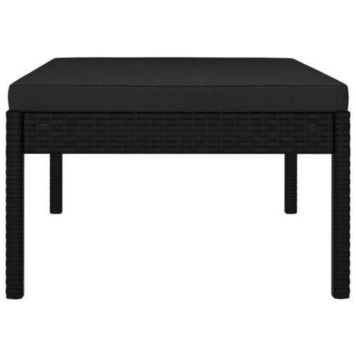 3-Piece Garden Lounge Set with Cushions Poly Rattan Wicker Outdoor Patio Furniture Black - Image 7