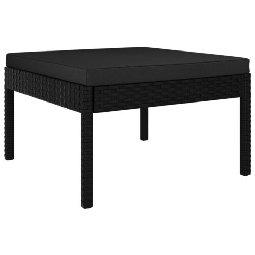 3-Piece Garden Lounge Set with Cushions Poly Rattan Wicker Outdoor Patio Furniture Black - Image 8