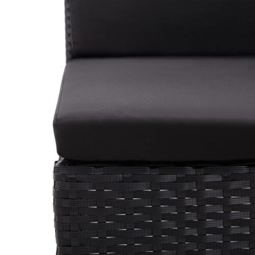 3-Piece Garden Lounge Set with Cushions Poly Rattan Wicker Outdoor Patio Furniture Black - Image 8