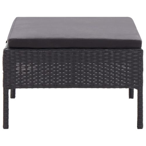 3-Piece Garden Lounge Set with Cushions Poly Rattan Wicker Outdoor Patio Furniture Black - Image 10