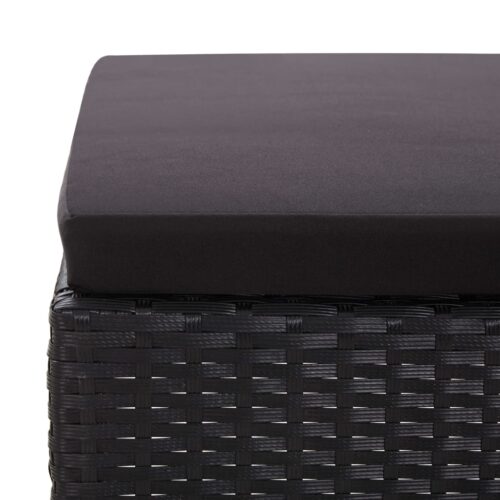 3-Piece Garden Lounge Set with Cushions Poly Rattan Wicker Outdoor Patio Furniture Black - Image 11