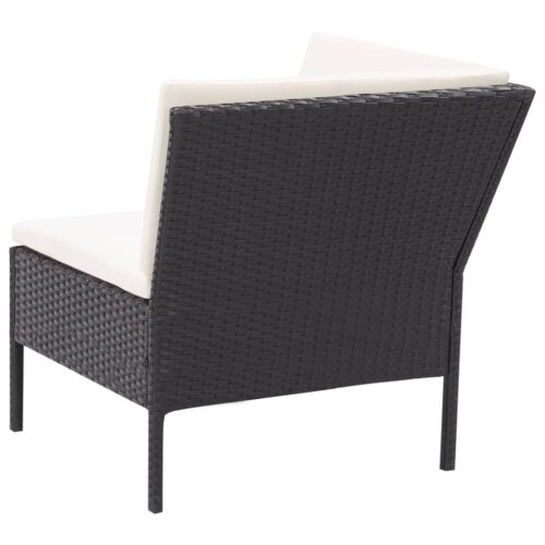 3-Piece Garden Lounge Set with Cushions Poly Rattan Wicker Outdoor Patio Furniture Black - Image 6