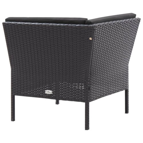 3-Piece Garden Lounge Set with Cushions Poly Rattan Wicker Outdoor Patio Furniture Black - Image 7