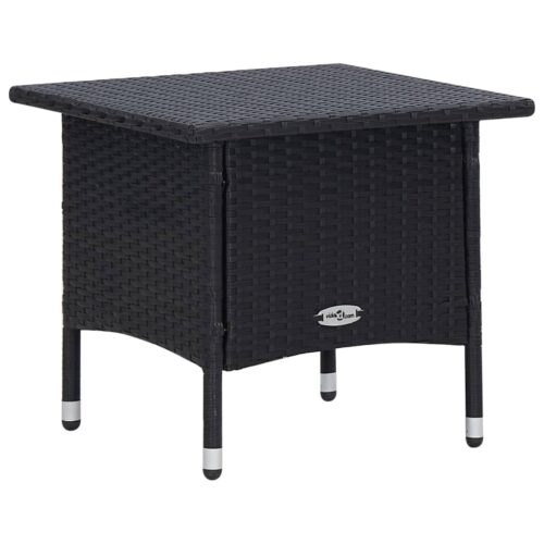 3-Piece Garden Lounge Set with Cushions Poly Rattan Wicker Outdoor Patio Furniture Black - Image 8