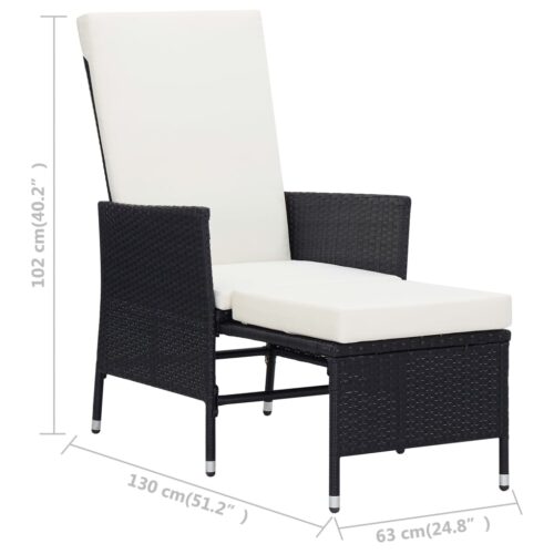 3-Piece Garden Lounge Set with Cushions Poly Rattan Wicker Outdoor Patio Furniture Black - Image 11