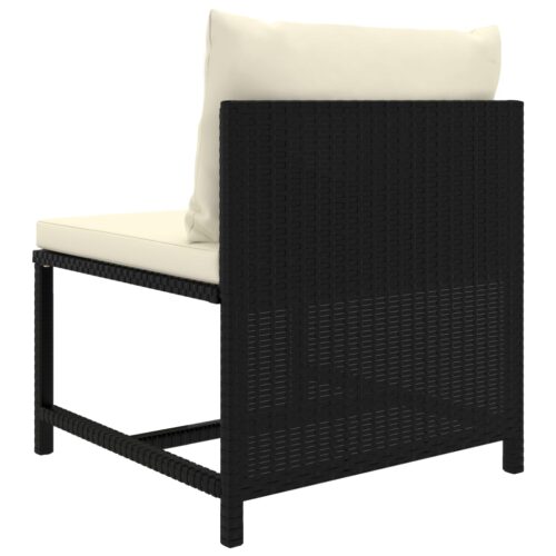 3-Piece Garden Lounge Set with Cushions Poly Rattan Wicker Outdoor Patio Furniture Black - Image 7