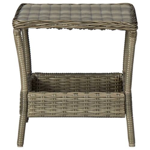 3-Piece Garden Lounge Set with Cushions Poly Rattan Wicker Outdoor Patio Furniture Brown - Image 4