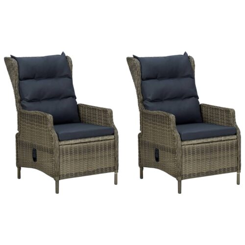 3-Piece Garden Lounge Set with Cushions Poly Rattan Wicker Outdoor Patio Furniture Brown - Image 7
