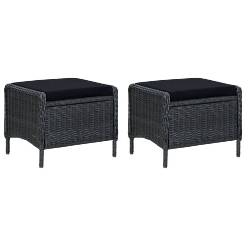 3-Piece Garden Lounge Set with Cushions Poly Rattan Wicker Outdoor Patio Furniture Dark Grey - Image 3