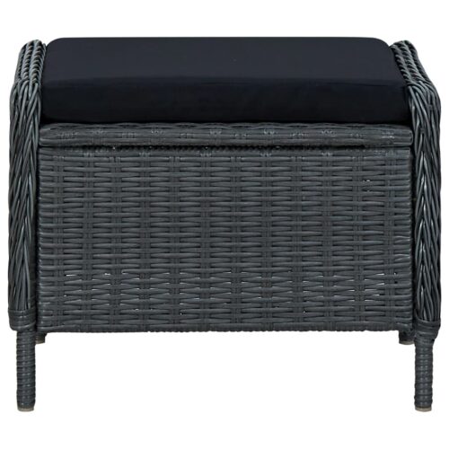 3-Piece Garden Lounge Set with Cushions Poly Rattan Wicker Outdoor Patio Furniture Dark Grey - Image 6