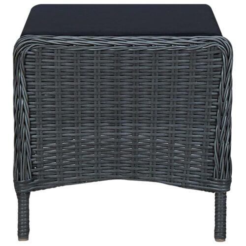 3-Piece Garden Lounge Set with Cushions Poly Rattan Wicker Outdoor Patio Furniture Dark Grey - Image 7