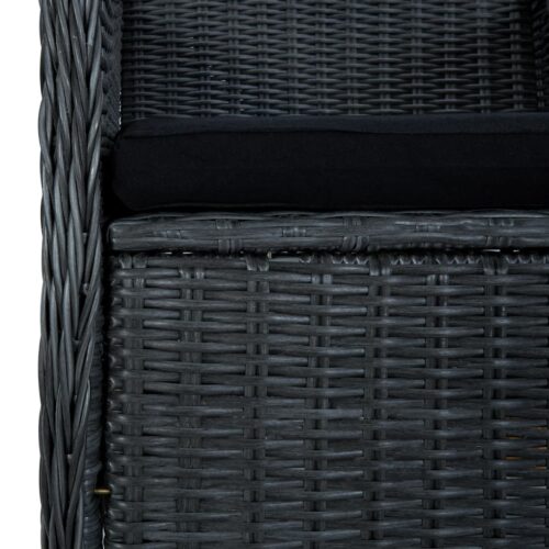 3-Piece Garden Lounge Set with Cushions Poly Rattan Wicker Outdoor Patio Furniture Dark Grey - Image 8