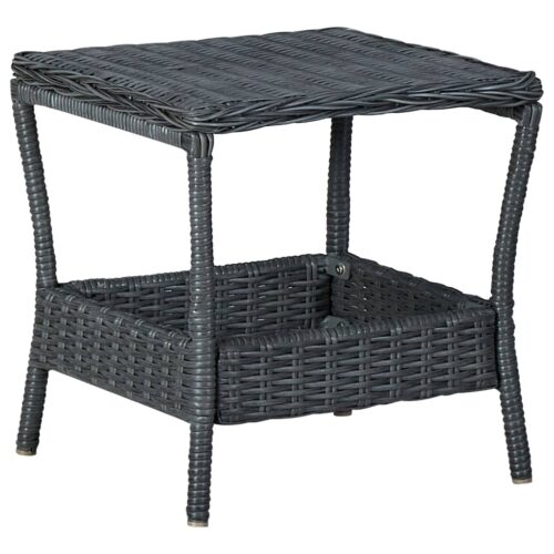 3-Piece Garden Lounge Set with Cushions Poly Rattan Wicker Outdoor Patio Furniture Dark Grey - Image 9