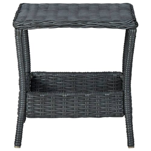 3-Piece Garden Lounge Set with Cushions Poly Rattan Wicker Outdoor Patio Furniture Dark Grey - Image 10