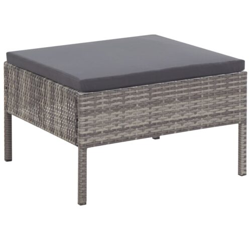 3-Piece Garden Lounge Set with Cushions Poly Rattan Wicker Outdoor Patio Furniture Grey - Image 8