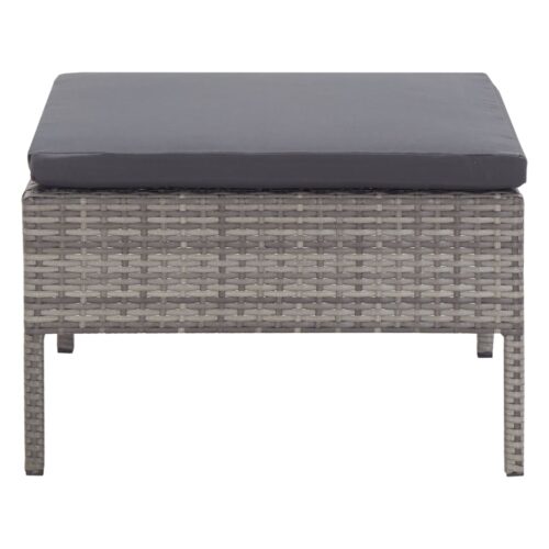 3-Piece Garden Lounge Set with Cushions Poly Rattan Wicker Outdoor Patio Furniture Grey - Image 9