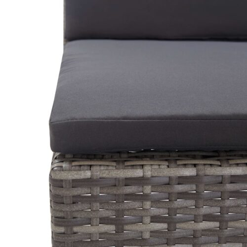 3-Piece Garden Lounge Set with Cushions Poly Rattan Wicker Outdoor Patio Furniture Grey - Image 10