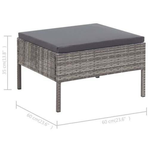 3-Piece Garden Lounge Set with Cushions Poly Rattan Wicker Outdoor Patio Furniture Grey - Image 12