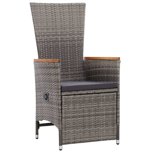 3-Piece Garden Lounge Set with Cushions Poly Rattan Wicker Outdoor Patio Furniture Grey - Image 3