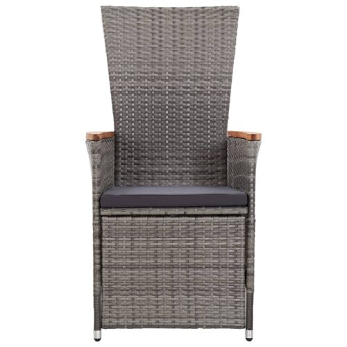 3-Piece Garden Lounge Set with Cushions Poly Rattan Wicker Outdoor Patio Furniture Grey - Image 4